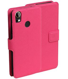 Roze HTC Desire 10 Pro TPU wallet case booktype hoesje HM Book