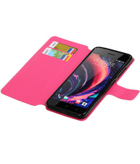 Roze HTC Desire 10 Pro TPU wallet case booktype hoesje HM Book