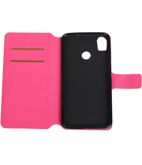 Roze HTC Desire 10 Pro TPU wallet case booktype hoesje HM Book