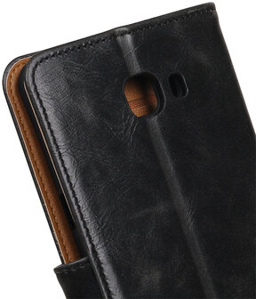 Zwart Pull-Up PU booktype wallet cover hoesje voor Samsung Galaxy C9