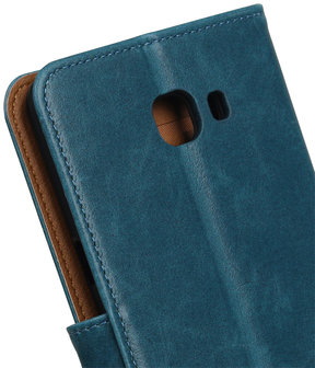 Blauw Pull-Up PU booktype wallet cover hoesje voor Samsung Galaxy C9