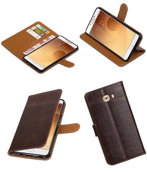 Mocca Pull-Up PU booktype wallet cover hoesje voor Samsung Galaxy C9