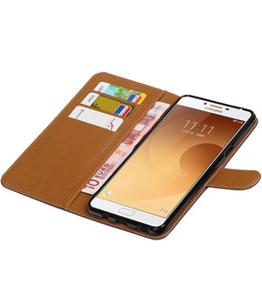 Mocca Pull-Up PU booktype wallet cover hoesje voor Samsung Galaxy C9