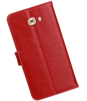 Rood Pull-Up PU booktype wallet cover hoesje voor Samsung Galaxy C9