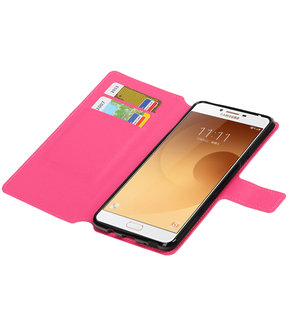 Roze Samsung Galaxy C9 TPU wallet case booktype hoesje HM Book