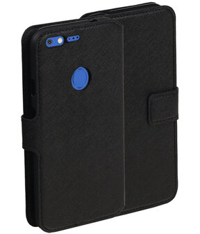 Zwart Google Pixel TPU wallet case booktype hoesje HM Book