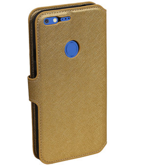 Goud Google Pixel TPU wallet case booktype hoesje HM Book