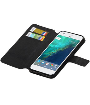 Zwart Google Pixel XL TPU wallet case booktype hoesje HM Book