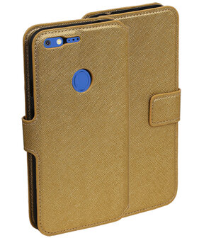 Goud Google Pixel XL TPU wallet case booktype hoesje HM Book