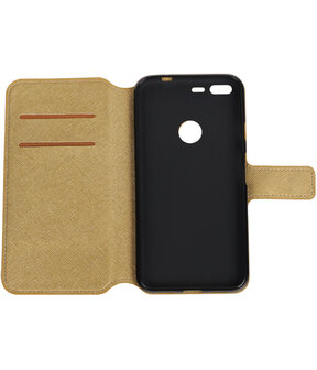 Goud Google Pixel XL TPU wallet case booktype hoesje HM Book