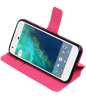 Roze Google Pixel XL TPU wallet case booktype hoesje HM Book