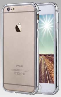 QY Zilver Aluminium en TPU bumper hoesje voor Apple iPhone 6 / 6s Plus