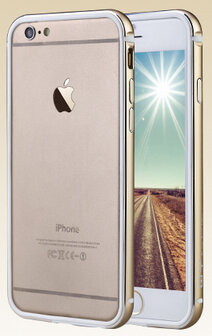 QY Roze Goud Aluminium en TPU bumper hoesje voor Apple iPhone 6 / 6s Plus