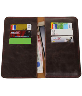 Universele Mocca Pull-up Large Pu portemonnee wallet hoesje