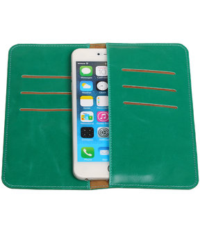 Universele Groen Pull-up Large Pu portemonnee wallet hoesje