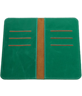 Universele Groen Pull-up Large Pu portemonnee wallet hoesje