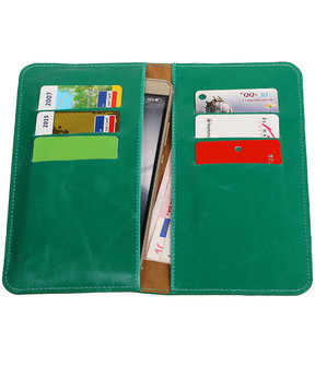 Universele Groen Pull-up Large Pu portemonnee wallet hoesje