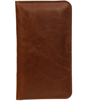 Universele Bruin Pull-up Medium Pu portemonnee wallet hoesje