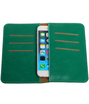 Universele Groen Pull-up Medium Pu portemonnee wallet hoesje