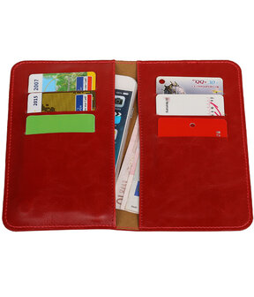 Universele Rood Pull-up Medium Pu portemonnee wallet hoesje