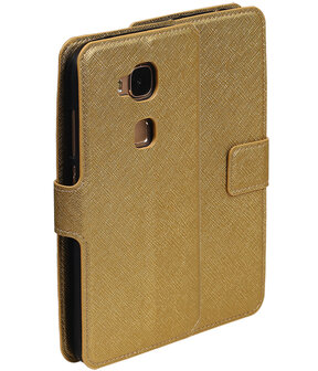 Goud Huawei G8 TPU wallet case booktype hoesje HM Book