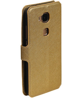 Goud Huawei G8 TPU wallet case booktype hoesje HM Book