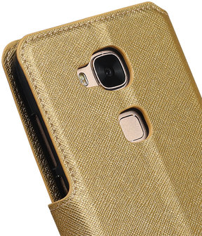 Goud Huawei G8 TPU wallet case booktype hoesje HM Book