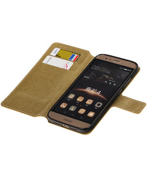 Goud Huawei G8 TPU wallet case booktype hoesje HM Book