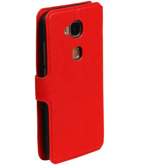 Rood Huawei G8 TPU wallet case booktype hoesje HM Book