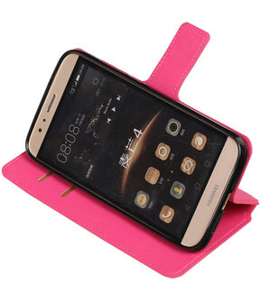 Roze Huawei G8 TPU wallet case booktype hoesje HM Book