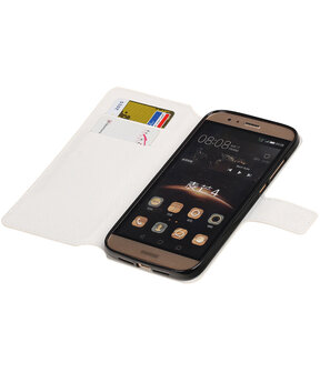 Wit Huawei G8 TPU wallet case booktype hoesje HM Book