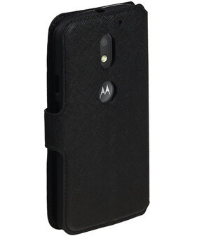 Zwart Motorola Moto E3 TPU wallet case booktype hoesje HM Book