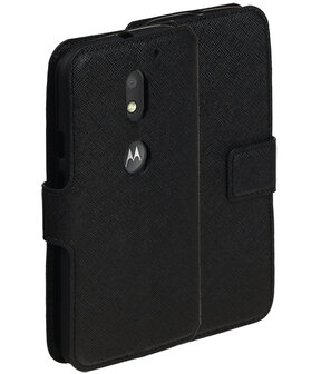 Zwart Motorola Moto E3 TPU wallet case booktype hoesje HM Book
