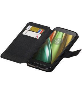 Zwart Motorola Moto E3 TPU wallet case booktype hoesje HM Book