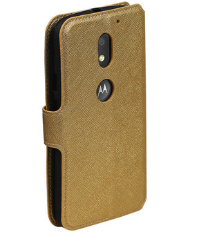 Goud Motorola Moto E3 TPU wallet case booktype hoesje HM Book