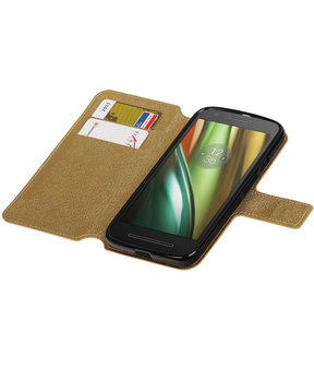 Goud Motorola Moto E3 TPU wallet case booktype hoesje HM Book