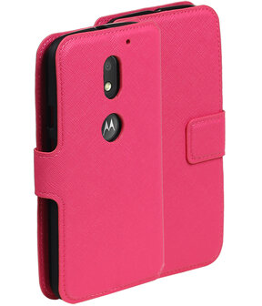 Roze Motorola Moto E3 TPU wallet case booktype hoesje HM Book