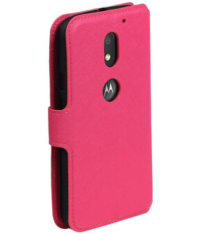 Roze Motorola Moto E3 TPU wallet case booktype hoesje HM Book