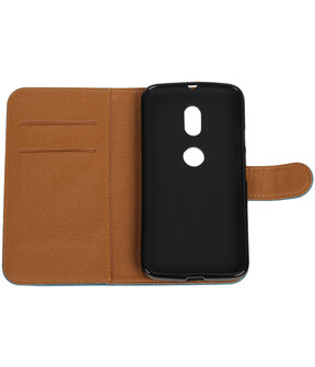 Blauw Pull-Up PU booktype wallet cover hoesje voor Motorola Moto E3