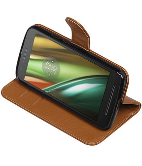 Bruin Pull-Up PU booktype wallet cover hoesje voor Motorola Moto E3