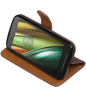 Mocca Pull-Up PU booktype wallet cover hoesje voor Motorola Moto E3