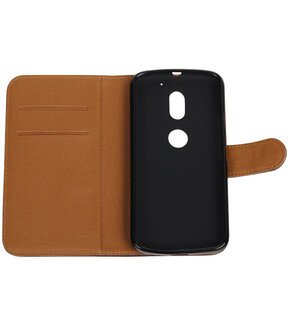 Mocca Pull-Up PU booktype wallet cover hoesje voor Motorola Moto E3