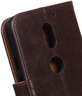 Mocca Pull-Up PU booktype wallet cover hoesje voor Motorola Moto E3