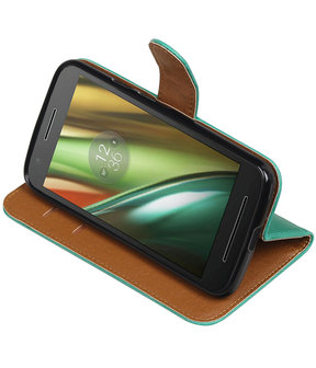 Groen Pull-Up PU booktype wallet cover hoesje voor Motorola Moto E3