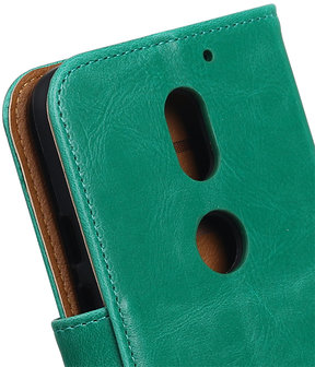 Groen Pull-Up PU booktype wallet cover hoesje voor Motorola Moto E3