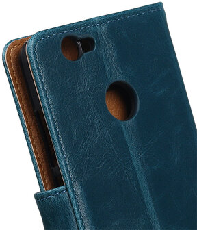 Blauw Pull-Up PU booktype wallet cover hoesje voor Huawei Nova