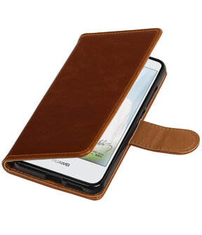 Bruin Pull-Up PU booktype wallet cover hoesje voor Huawei Nova