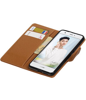 Bruin Pull-Up PU booktype wallet cover hoesje voor Huawei Nova