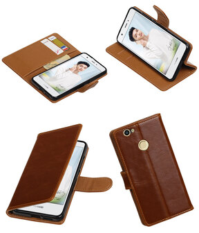 Bruin Pull-Up PU booktype wallet cover hoesje voor Huawei Nova