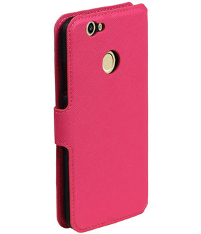 Roze Huawei Nova Plus TPU wallet case booktype hoesje HM Book